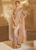 Pink Gold Designer Embroidered Silk Saree
