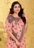 Peach Pink Woven Linen Silk Saree