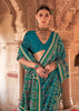 Teal Blue Printed Patola Georgette Silk Saree