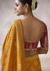“Exclusive Offer” : Marigold Yellow Banarasi Designer Saree With Embroidered Blouse