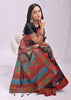 Phantom Black Woven Linen Cotton Saree