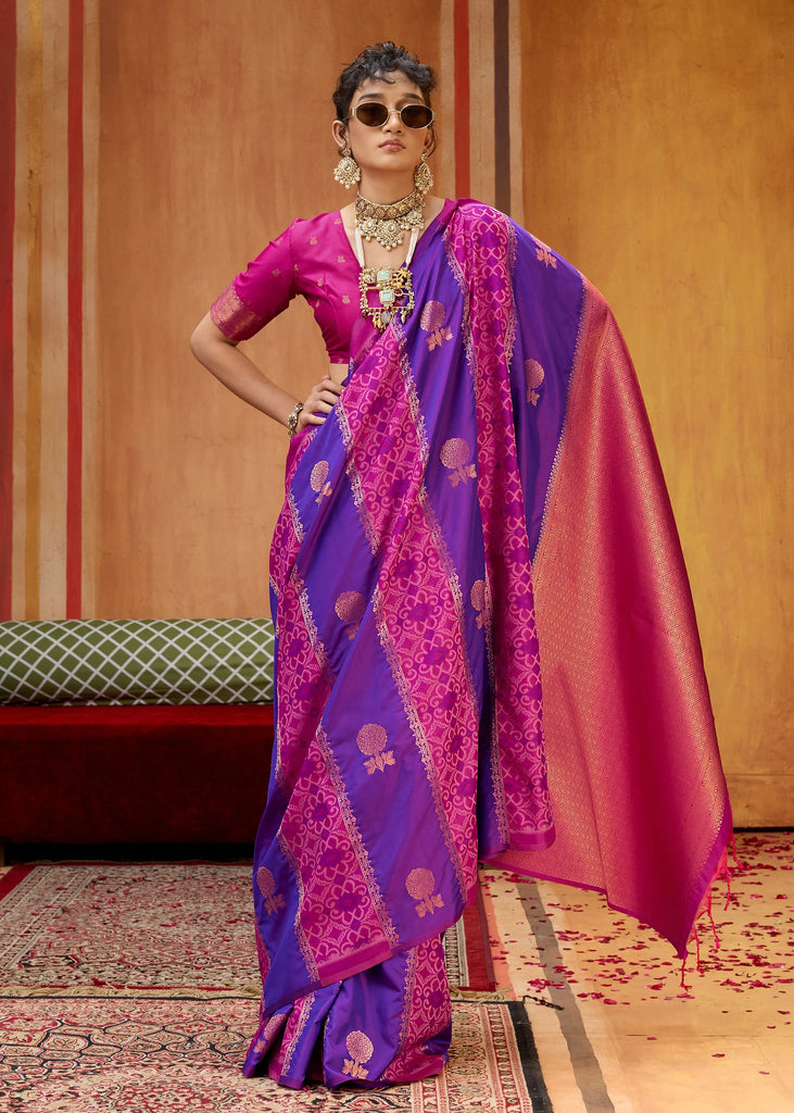 Shades Of Purple Woven Banarasi Silk Saree