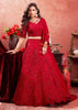 Poppy Red Net Embroidered Bridal Lehenga