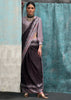 Black And Grey Satin Crepe Printed Silk Saree