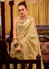 Cream Beige Woven Banarasi Tissue Silk Saree