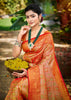 Red Dual Tone Woven Banarasi Silk Saree