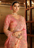Peach & Pink Designer Embroidered Silk Saree