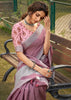 ANTIQUE PURPLE WOVEN LINEN SAREE WITH KHADI PRINT BLOUSE (6713087000769)