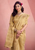 Cream Beige Woven Tissue Silk Saree