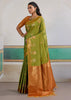 Kiwi Green Woven Tussar Silk Saree