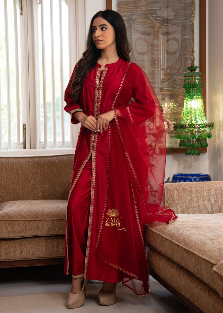 Crimson Lattice Adorn Suit Set (10702022082753)