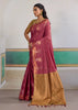 Mauve Pink Woven Tussar Silk Saree