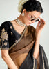 Brown Black Ombre Banarasi Tissue Saree
