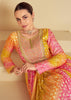 Yellow And Pink Party Wear Printed Anarkali With Dupatta
