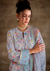 Soft Blue Embroidered Suit Set With Digital Print