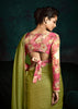 Olive Green Designer Tissue Silk Saree With Printed Blouse