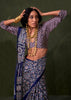 Patriot Blue Printed Satin Crepe Silk Saree