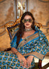 Swedish Blue Printed Patola Silk Saree