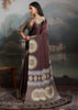 Chocolate Brown Printed Satin Silk Saree
