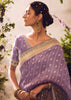 Lavender Purple Banarasi Designer Silk Saree With Embroidered Blouse