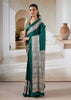 Antique Green Printed Satin Silk Saree