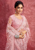 Pink Embroidered Designer Net Saree