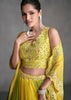 Yellow And Green Party Wear Lehenga With Jacket