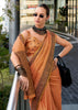 Jaffa Orange Woven Linen Tissue Silk Saree