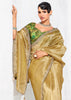 Golden Yellow Embroidered Designer Silk Saree