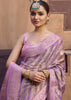Lavender Purple Digital Printed Silk Saree