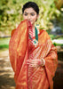 Cherry Red Dual Tone Woven Banarasi Silk Saree