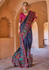 Dark Blue Printed Kashmiri Jamewar Saree