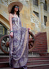 Lavender Purple Printed Georgette Silk Saree