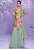 Multicolor Dusty Green Digital Printed Designer Palazzo Set
