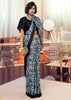MOONLEES NIGHT BLACK AND WHITE PRINT SAGA SAREE (5975200792769)