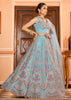 Light Blue Embroidered Net Lehenga