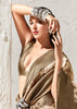 Fossil Grey Woven Banarasi Silk Saree With Digital Print