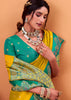 Vibrant Yellow Banarasi Satin Silk Saree