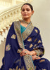 Royal Blue Woven Banarasi Designer Silk Saree With Contrast Blouse
