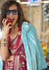 Maroon Woven Georgette Silk Saree