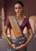 Purple And Blue Banarasi Digital Printed Silk Saree
