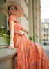 Dusky Orange Printed Georgette Silk Saree