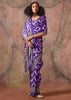 Ultra Purple Printed Crepe Satin Silk Saree