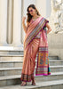 Bloom Peach Banarasi Tissue Silk Saree with Contrast Border