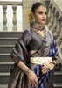 Navy Blue Woven Banarasi Silk Saree