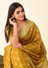 Mustard Yellow Woven Linen Tissue Silk Saree
