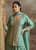 Aqua Blue Embroidered Plazzo Suit Set