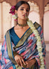 Victoria Blue Banarasi Digital Printed Silk Saree