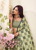 Pistachio Green Woven Linen Silk Saree