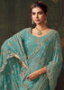Peacock Blue Designer Tissue Silk Saree